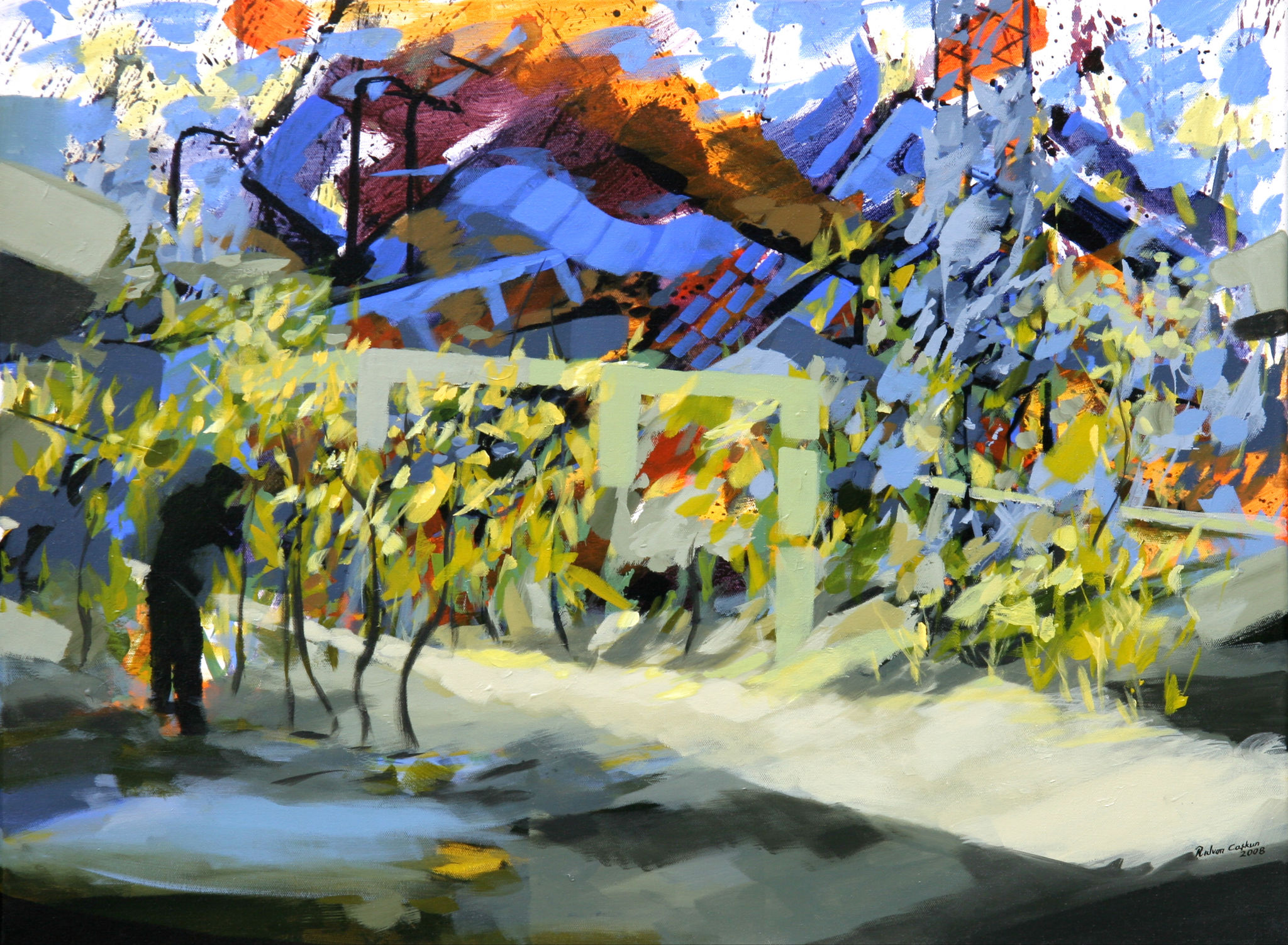 Tuval üzerine akrilik 'Asma Bahçesi' 74x94cm 2008